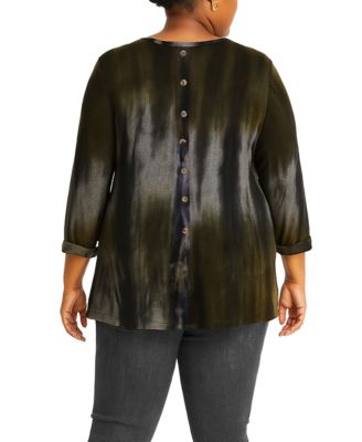 Plus Size Tie Dye Cozy Button Back Top