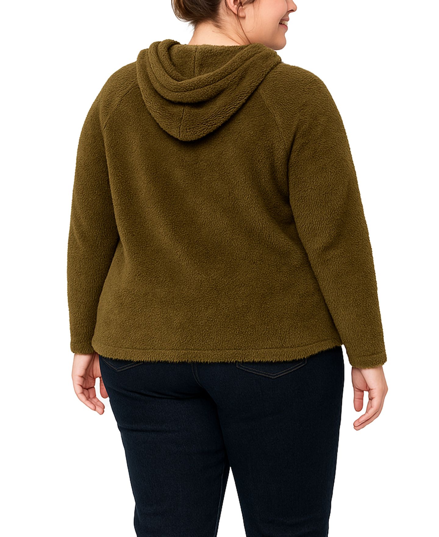 Женское худи COIN 1804 Plus Size Cozy Rib Long Sleeve Top, цвет: Хаки — фото 4
