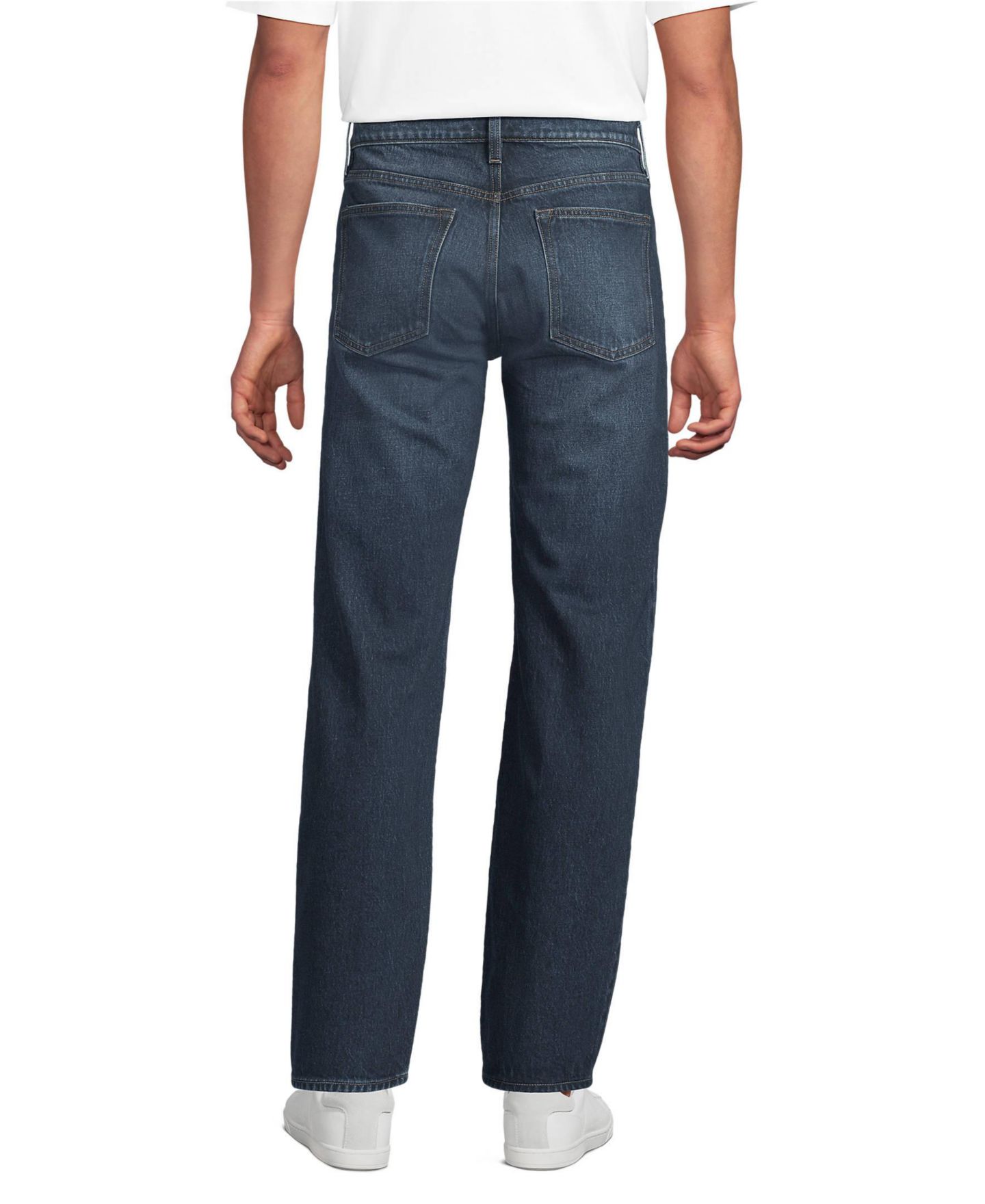 Мужские джинсы Lands' End Stretch Comfort Waist Easy Classic Fit Jean, цвет: Тёмный варёный — фото 2