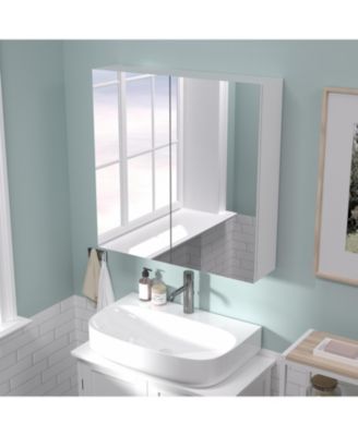 24x32 inch Bathroom Wall Cabinet, Saver Storage, Medicine Cabinet with 2 Door and Adjustable Shelves，Flat-Pack Design (White)