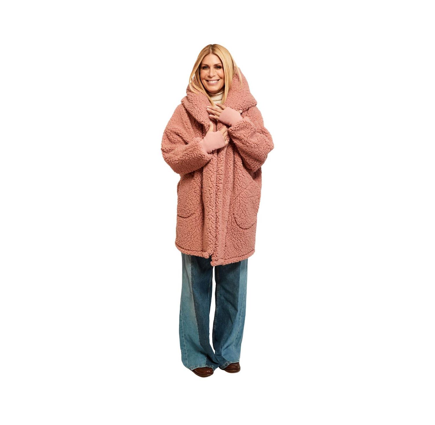 Women's Pink WNBA Breast Cancer Awareness Oversized Hooded Sweater