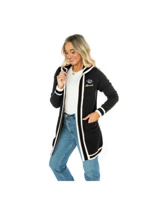 Women's Black Missouri Tigers Tri-Blend Rounded Stripe Sweater