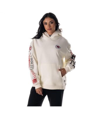 The Wild Collective - Men's and Women's Cream Kansas City Chiefs Stacked Graphic Sleeve Fleece Hoodie