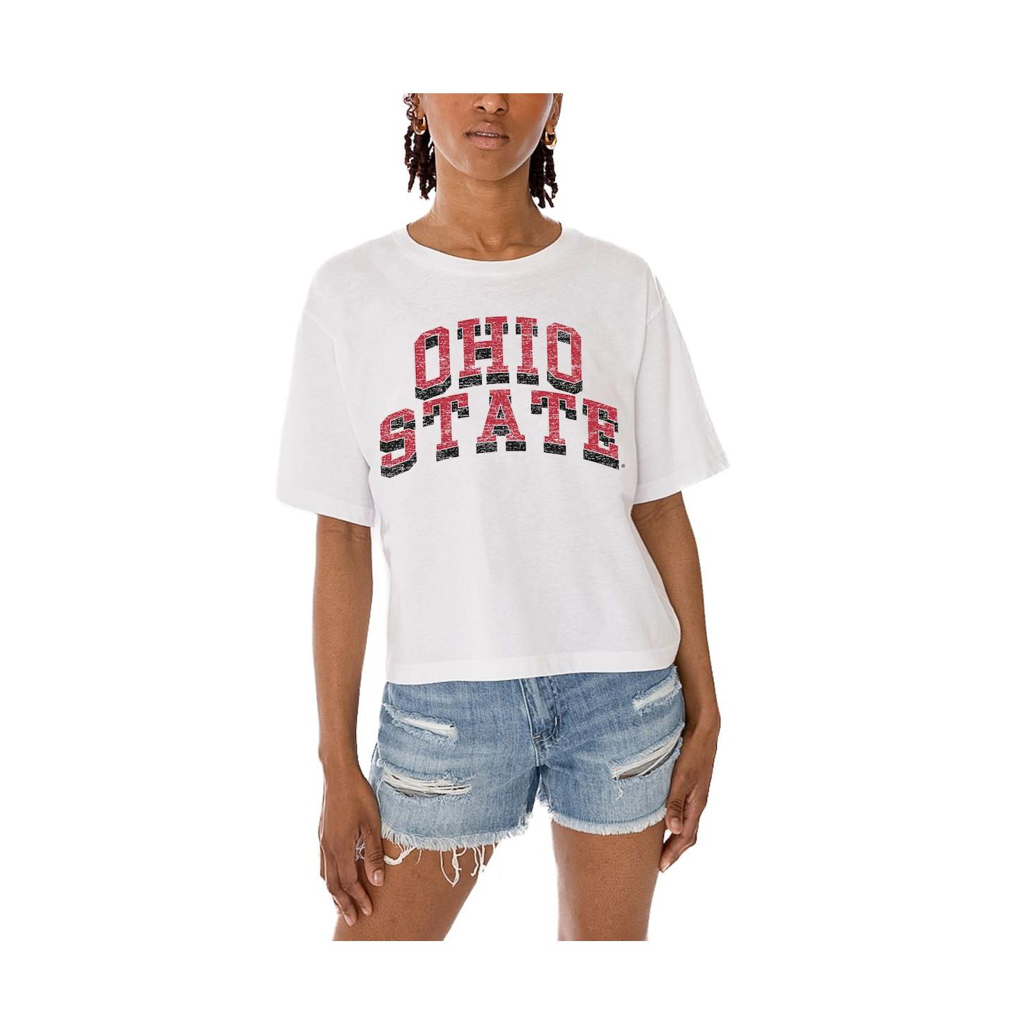 Женская футболка Gameday Couture White Ohio State Buckeyes Claim To Fame Boxy Cropped — фото 3