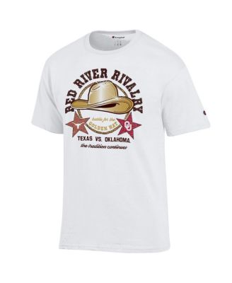 Men's White Texas Longhorns vs. Oklahoma Sooners Red River Rivalry Golden Hat Match Up T-Shirt