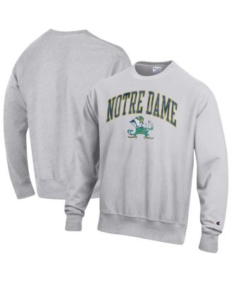 Champion - Men's Gray Notre Dame Fighting Irish Distressed Arch Over Logo Reverse Weave Crew Neck Sweatshirt
