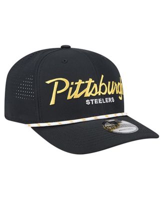 Men's Black Pittsburgh Steelers Script 9SEVENTY Adjustable Hat
