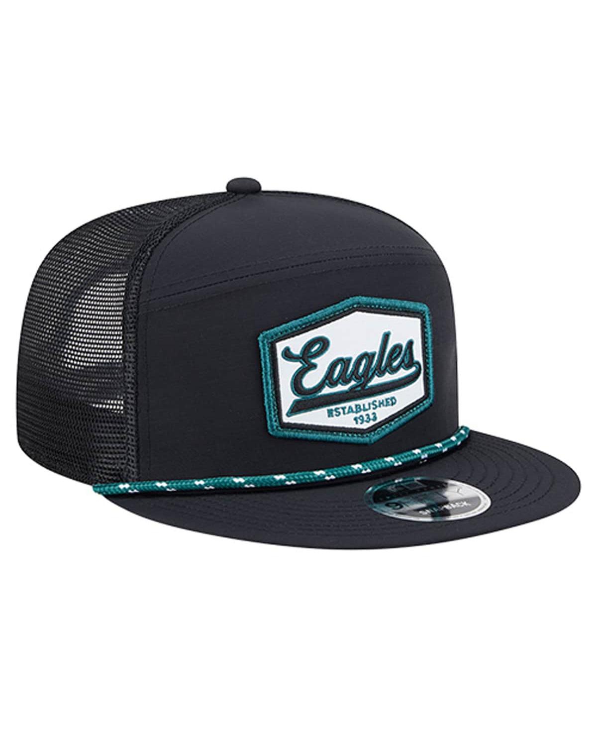 New Era Men's Black Philadelphia Eagles Ripstop Patch 9FIFTY Split Panel Snapback Hat
