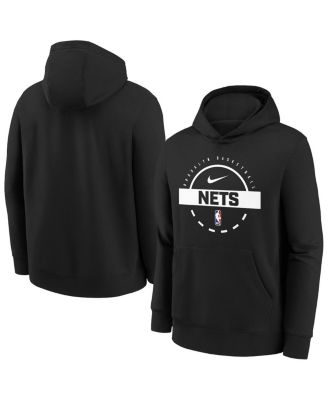 Nike - Big Boys and Girls Black Brooklyn Nets 2025/26 Club Fleece Practice Hoodie