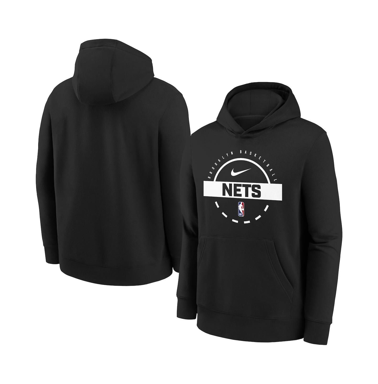 Детское худи Nike Black Brooklyn Nets 2025/26 Club Fleece Practice — фото 1