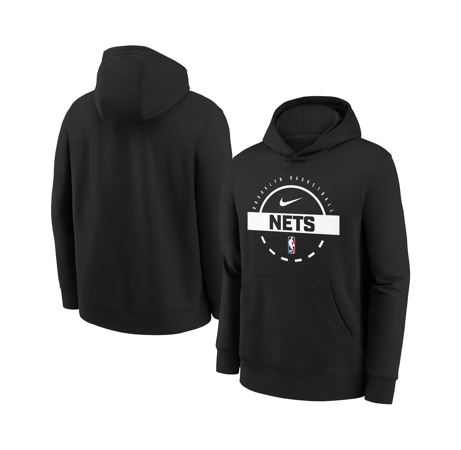 Big Boys and Girls Black Brooklyn Nets 2025/26 Club Fleece Practice Hoodie