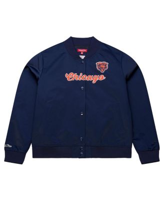 Women's Navy Chicago Bears Full-Snap Satin Jacket