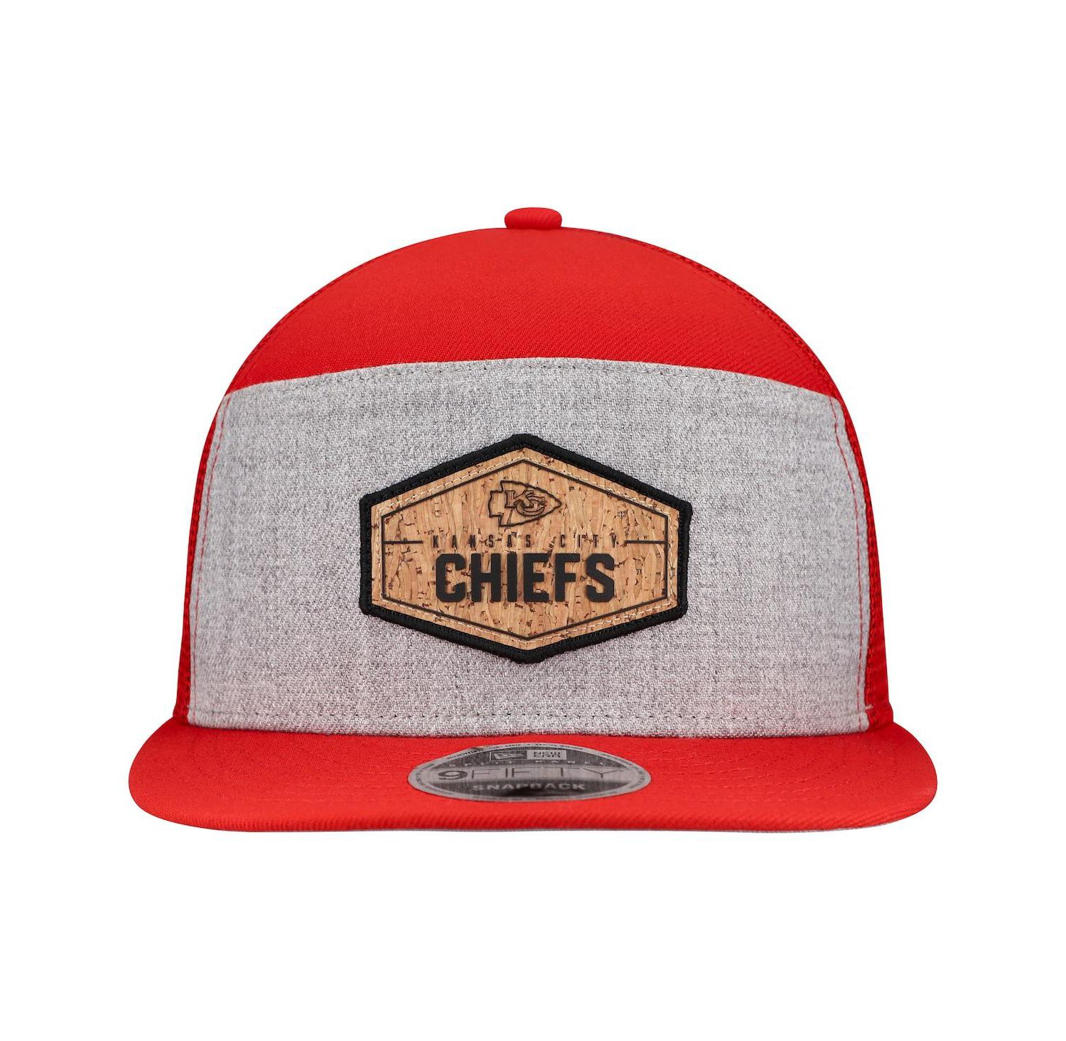 Men's Gray/Red Kansas City Chiefs Cork Split Panel 9FIFTY Trucker Snapback Hat
