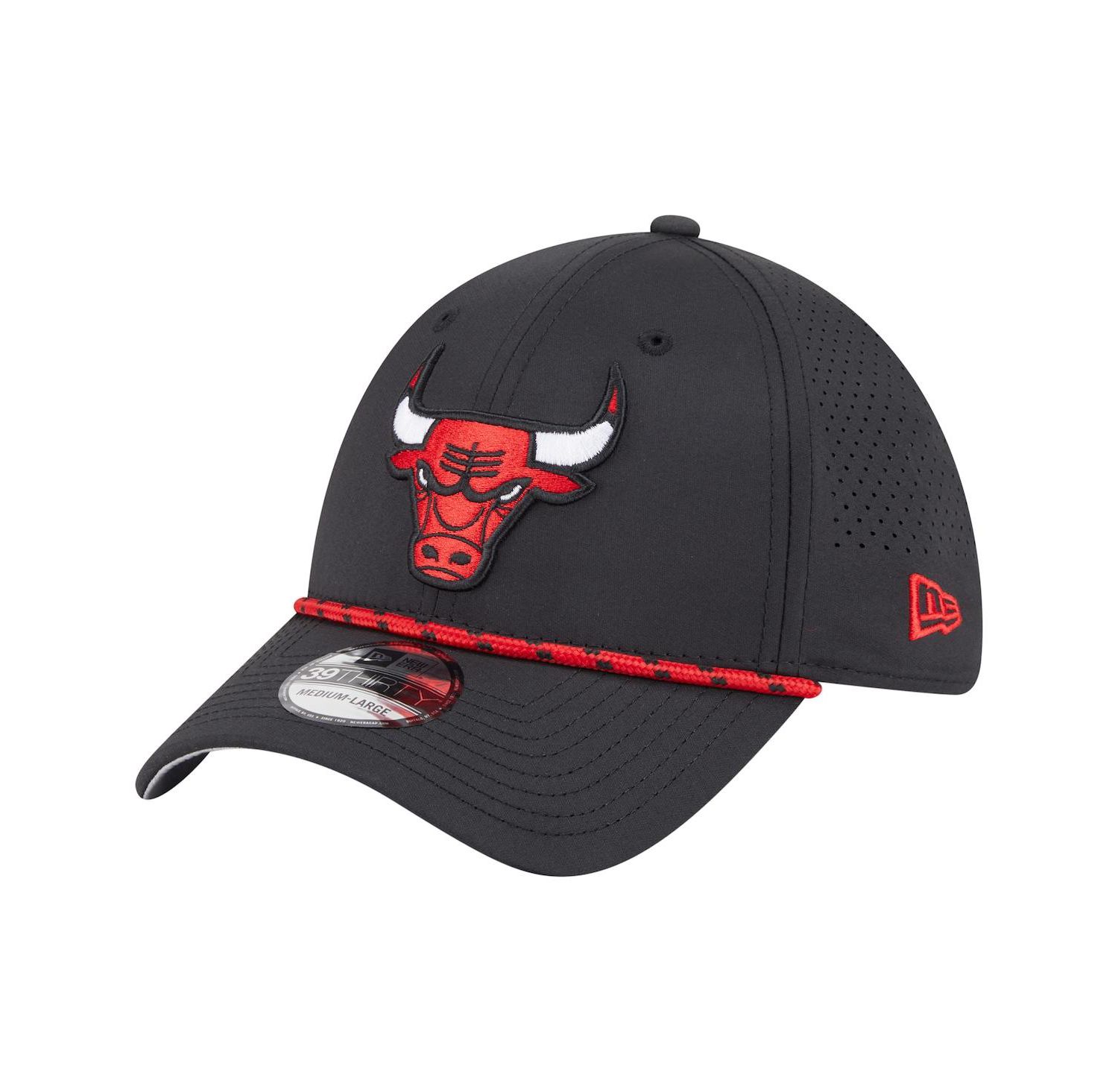 Men's Black Chicago Bulls Featherweight Poly Rope Flex 39Thirty Hat