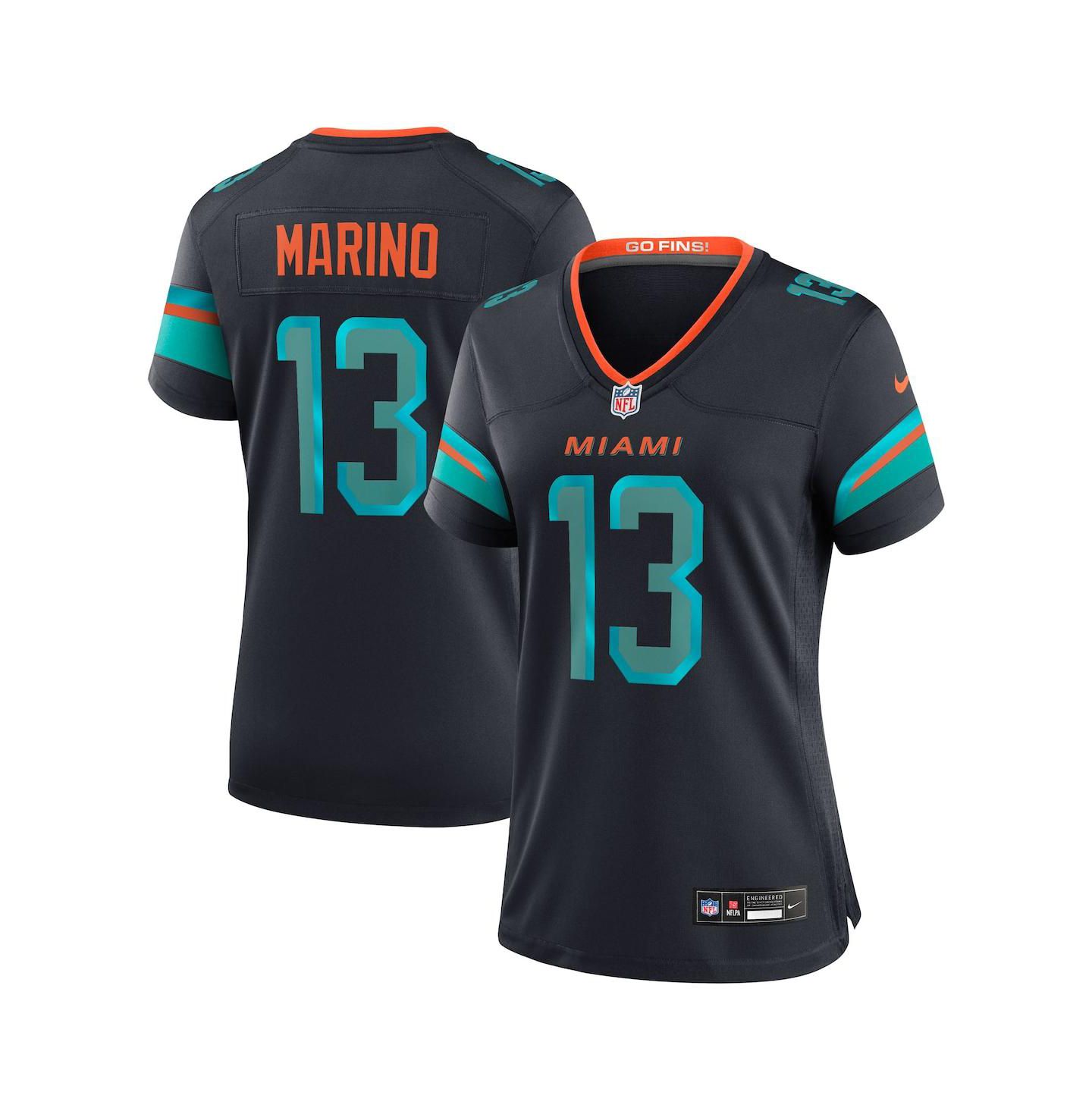 Женский топ Nike Dan Marino Pitch Blue Miami Dolphins 2025 Rivalries Collection Retired Player Game Jersey — фото 1