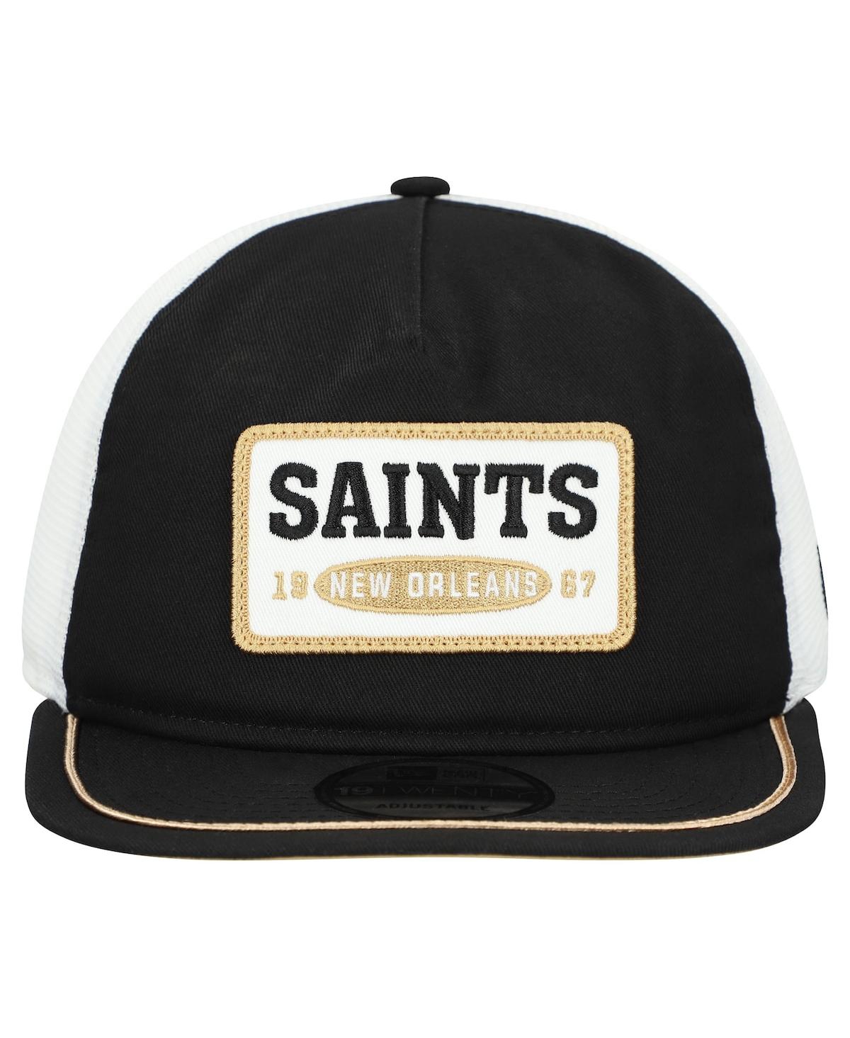 New Era Men's Black/White New Orleans Saints Patch 19TWENTY Adjustable Hat