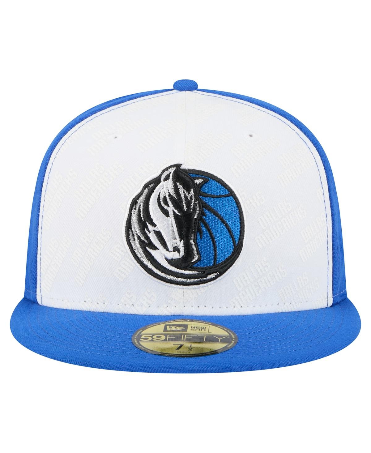 New Era Men's White/Blue Dallas Mavericks Repeat 59Fifty Fitted Hat