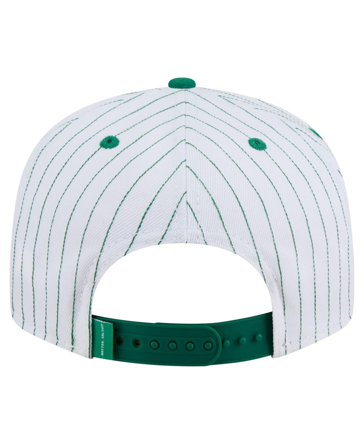 New Era Men's White Boston Celtics Deceptor Pinstripe 9FIFTY Snapback Hat