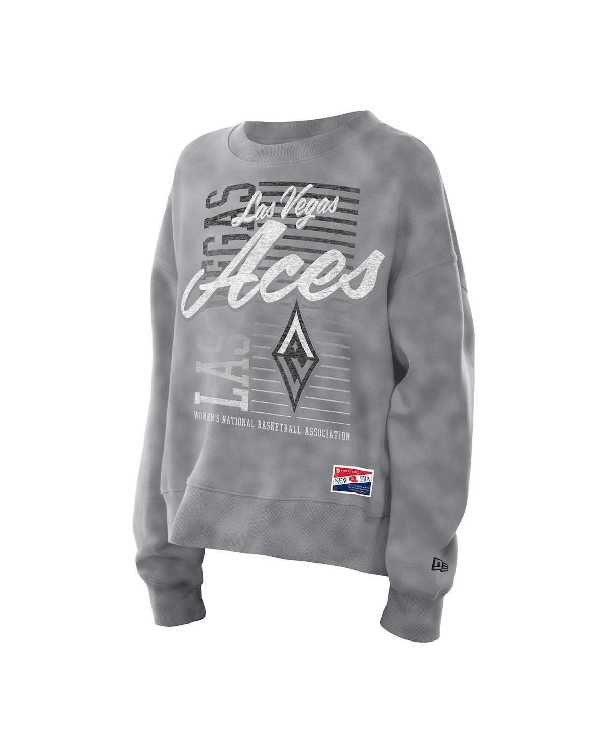 New Era Women's Silver Las Vegas Aces Oversized Mineral Wash Sweatshirt In Silver