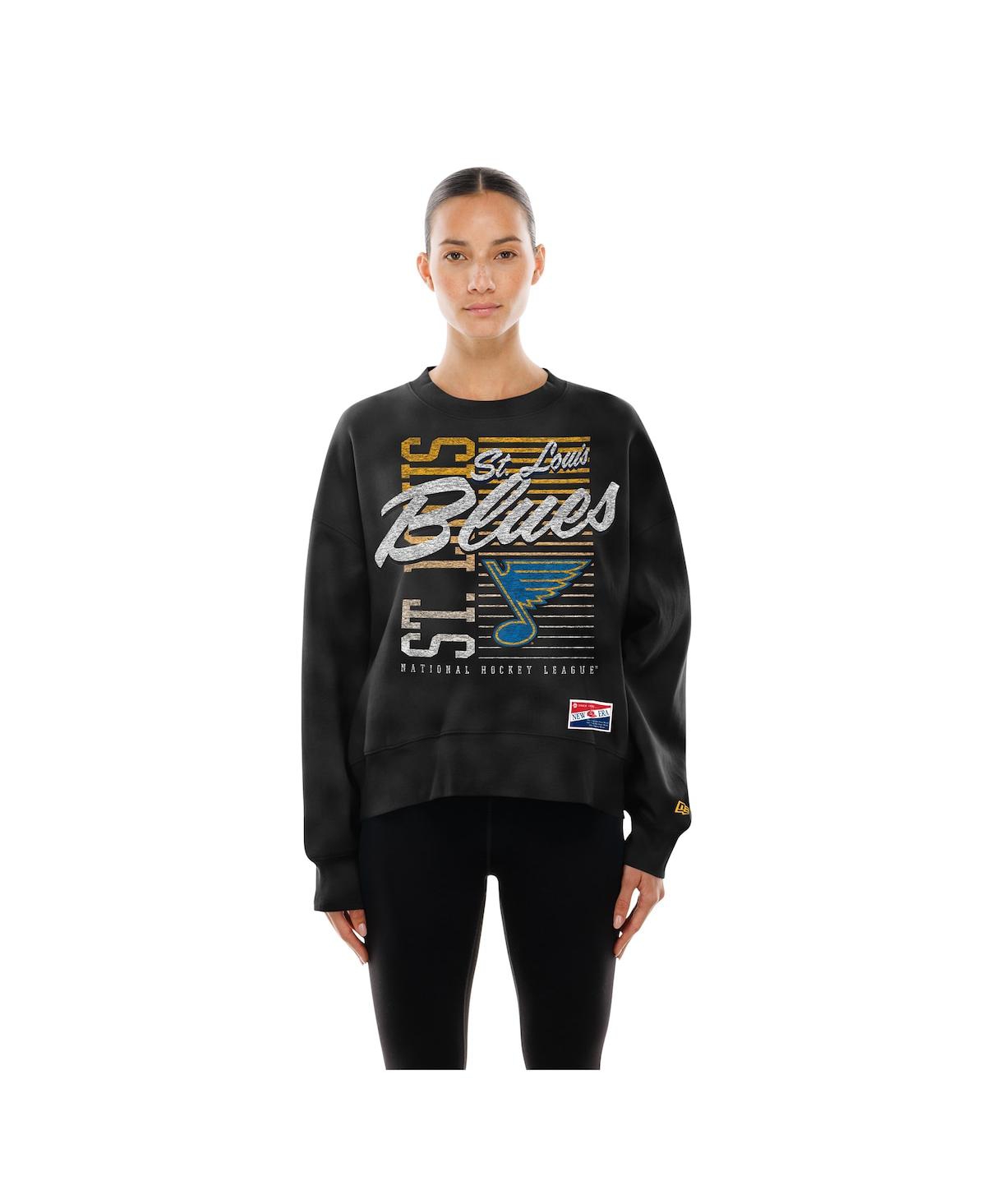 New Era Women's Black St. Louis Blues Oversized Throwback Mineral Wash Sweatshirt In Black
