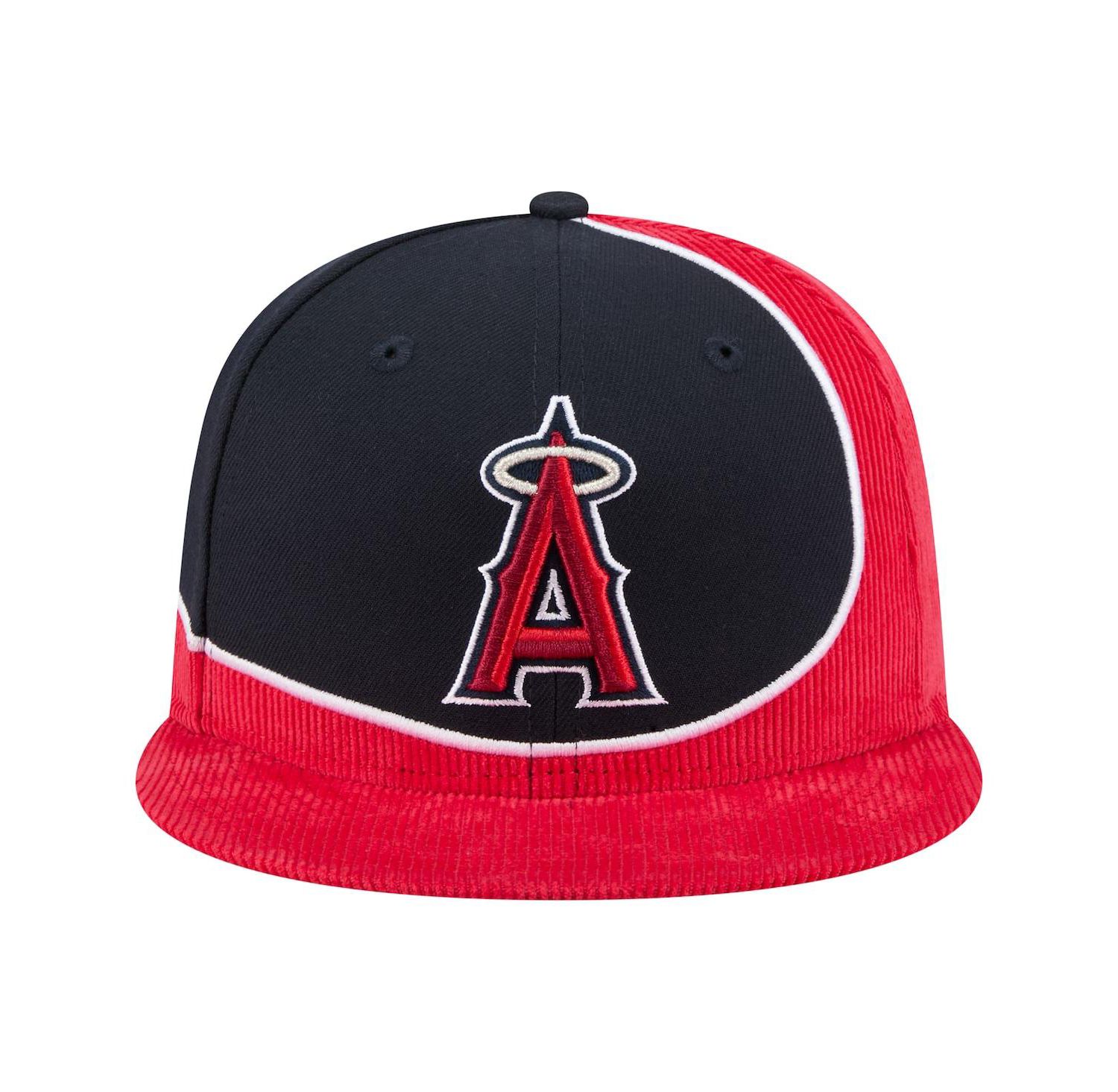 Men's Red/Navy Los Angeles Angels Retro Split Corduroy Snapback Hat