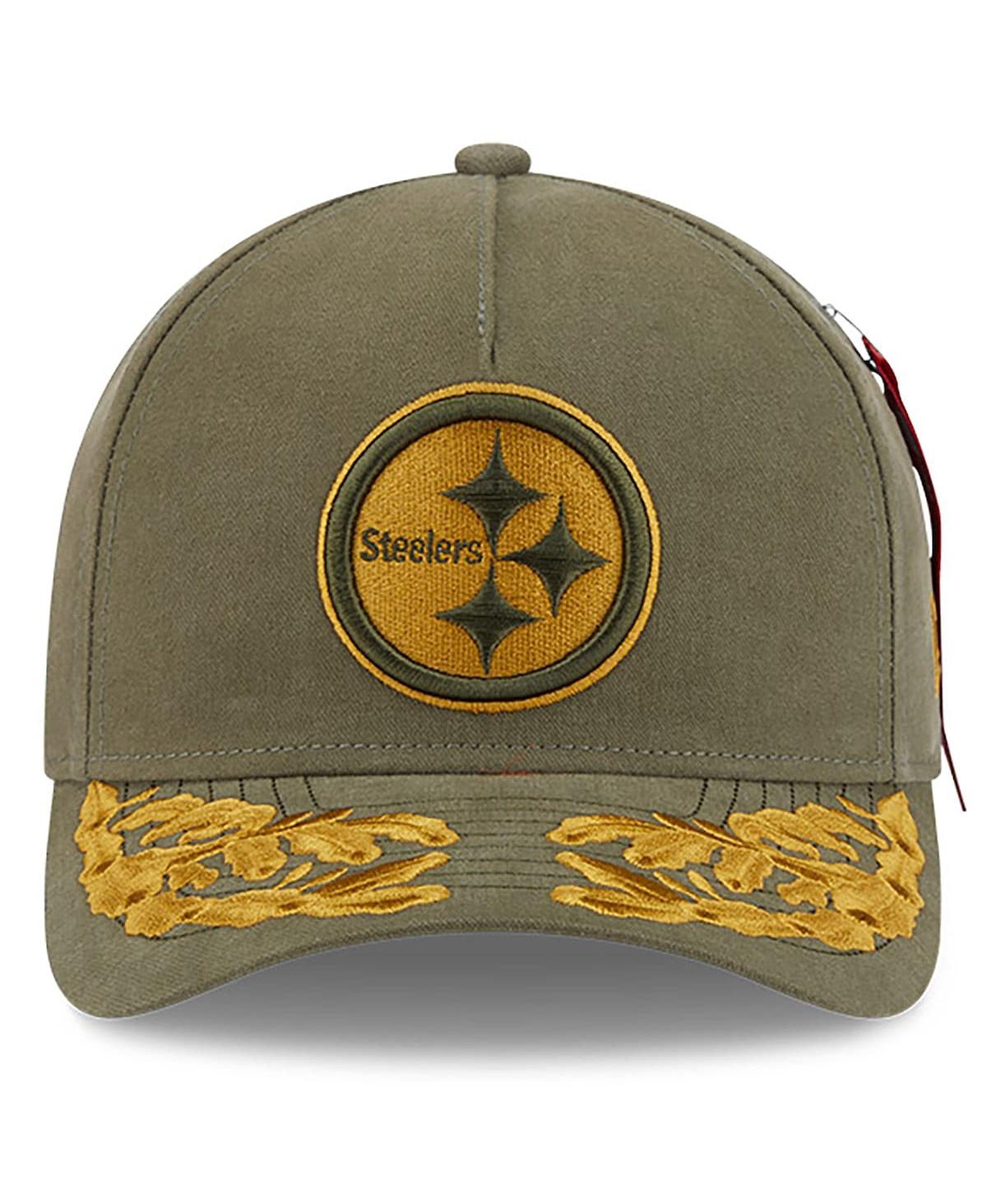 New Era x Alpha Men's Industries Olive Pittsburgh Steelers A-Frame 9FORTY Adjustable Hat