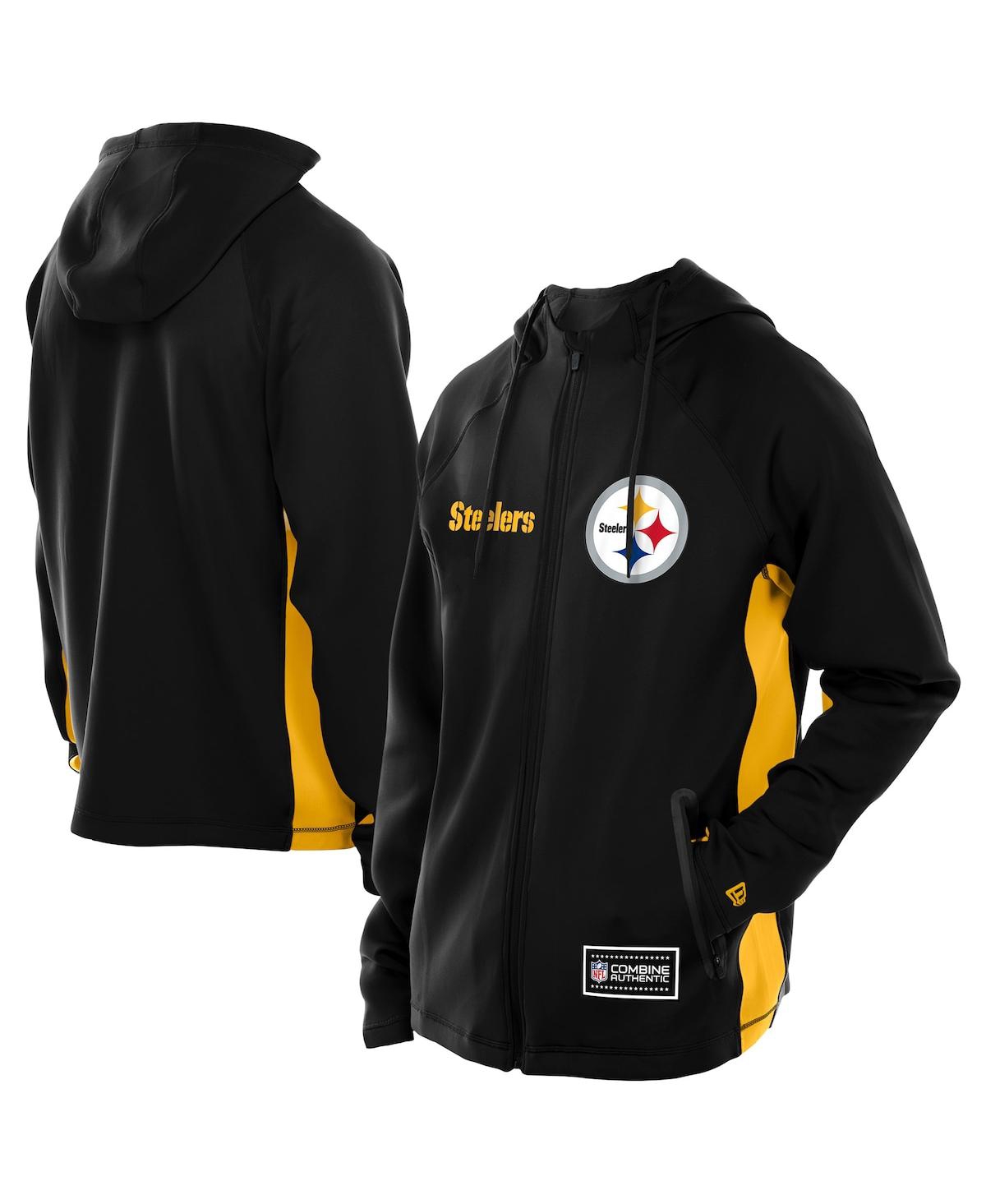 New Era Men's Black Pittsburgh Steelers Combine Authentic Raglan Scuba Full-Zip Hoodie