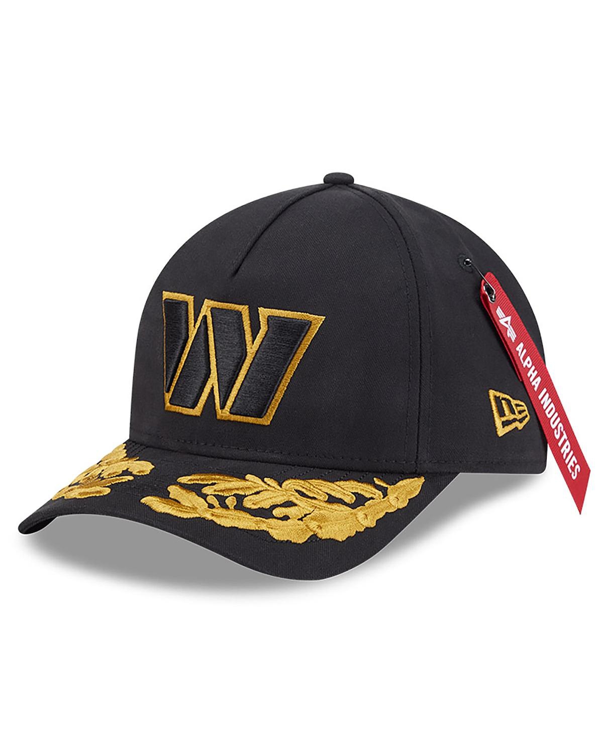 New Era x Alpha Men's Industries Black Washington Commanders A-Frame 9FORTY Adjustable Hat