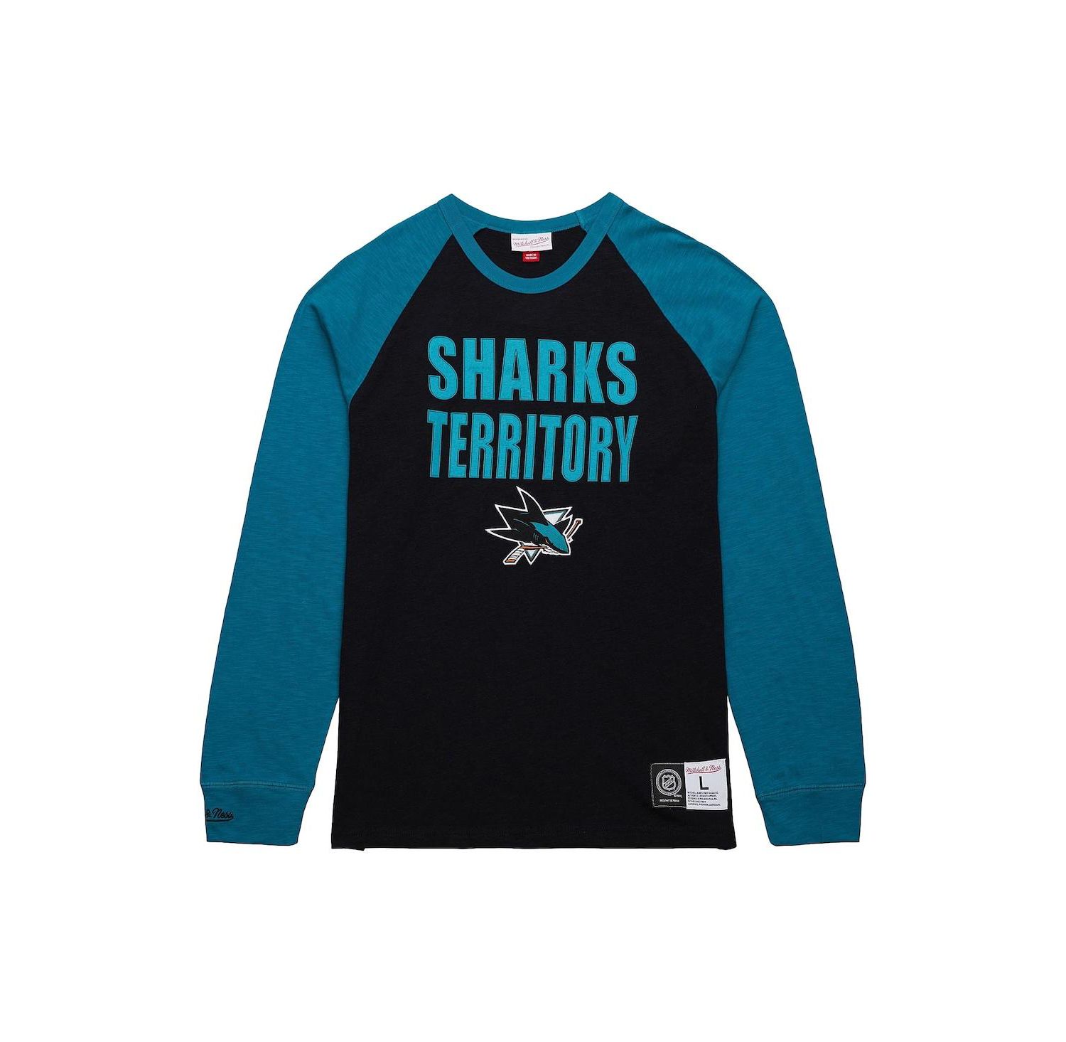 Men's Black/Teal San Jose Sharks Legendary Slub Raglan Long Sleeve T-Shirt
