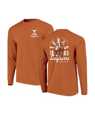 Image One - Men's Texas Orange Texas Longhorns Comfort Colors Mascot Overlay Long Sleeve T-Shirt
