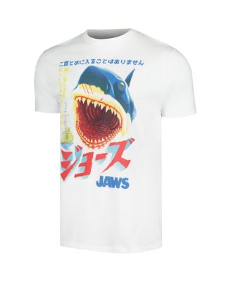 Men's White Jaws Kanji Poster T-Shirt