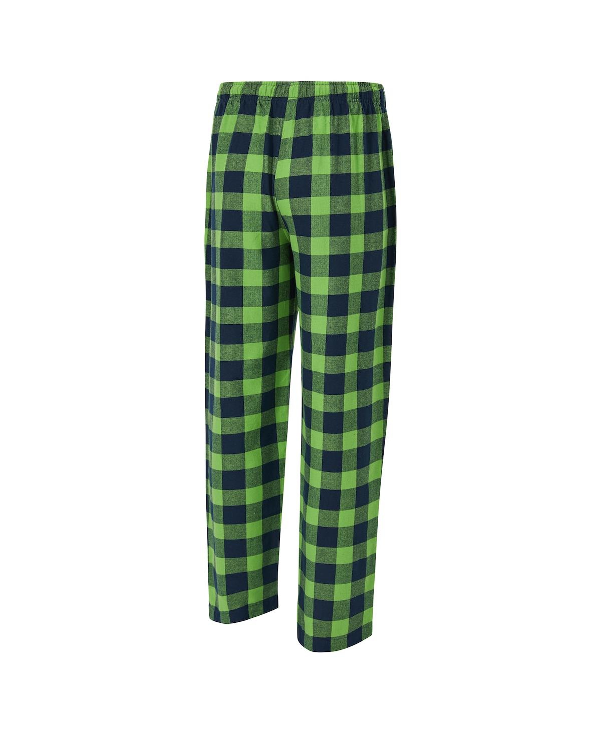 Concepts Sport Men's College Navy/Neon Green Seattle Seahawks Avondale T-Shirt and Flannel Pants Set
