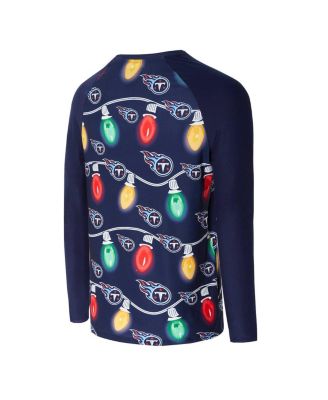 Men's Navy Tennessee Titans Garland Knit Raglan Long Sleeve Top and Pants Set