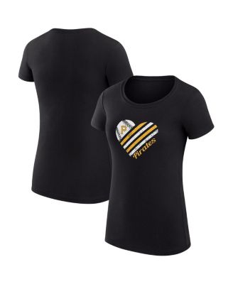 G-III 4Her by Carl Banks - Women's Black Pittsburgh Pirates Super-Slim Fit Lightweight Heart Graphic T-Shirt