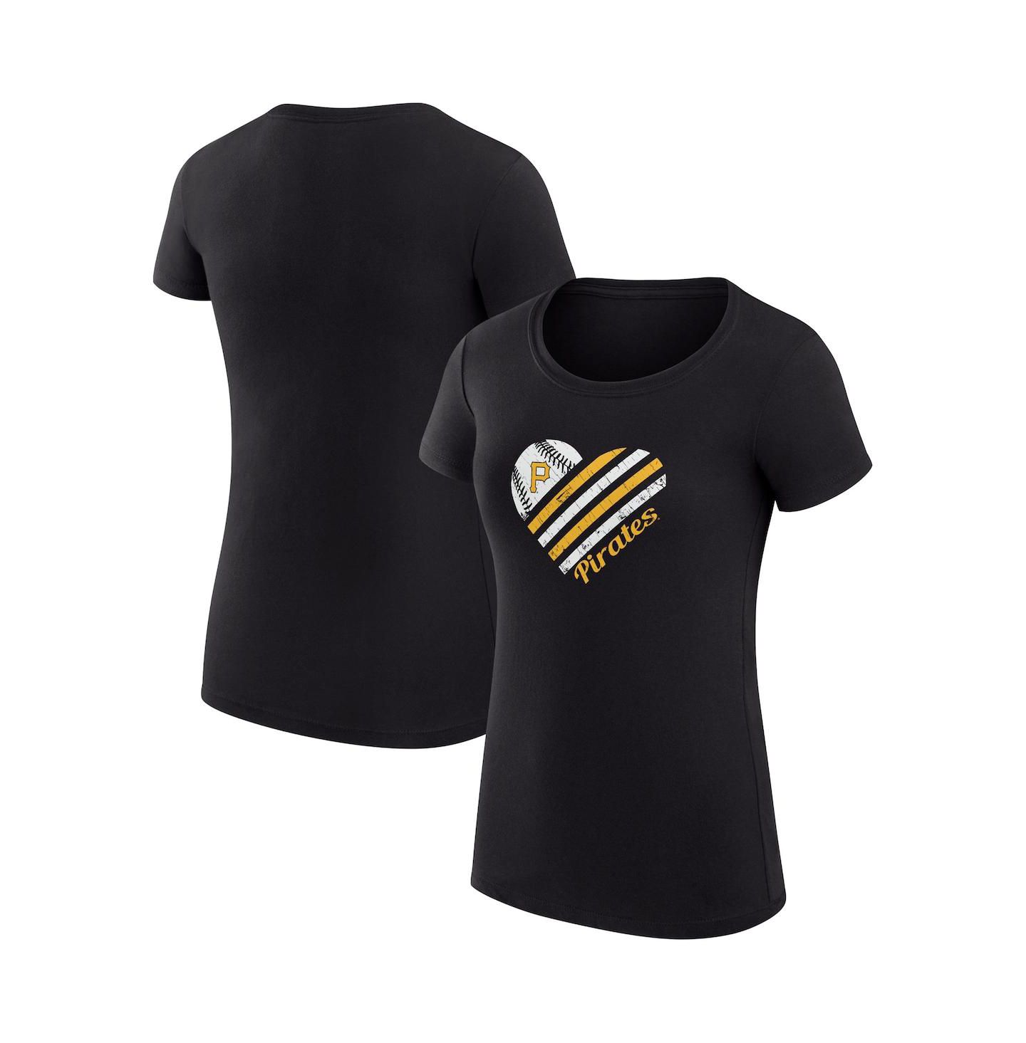 Женская футболка G-III 4Her by Carl Banks Black Pittsburgh Pirates Super-Slim Fit Lightweight Heart Graphic — фото 1