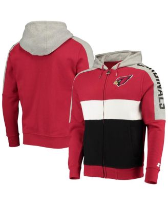 Starter - Men's Cardinal/Black Arizona Cardinals Playoffs Color Block Full-Zip Hoodie
