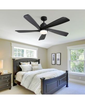 52-inch Modern Stylish Black 5-Blade Ceiling Fan with Remote Control and Light Source