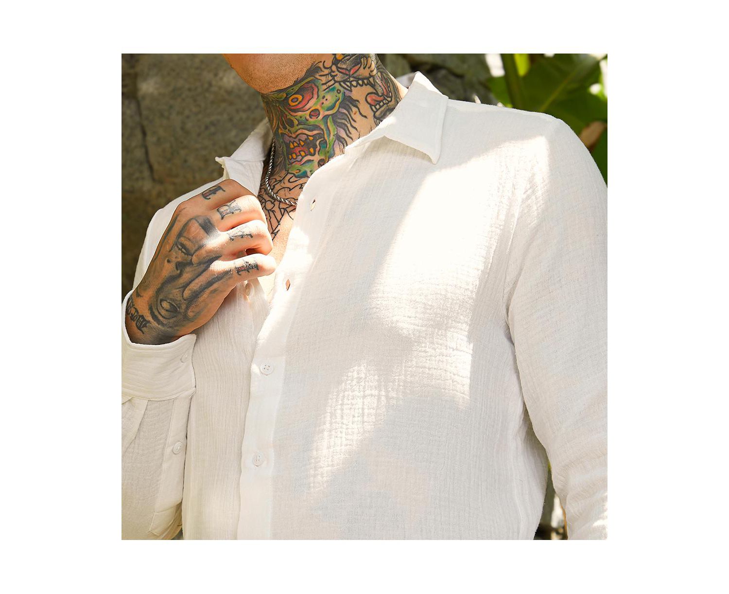 Men's Daisy White Breezy-Weave Shirt