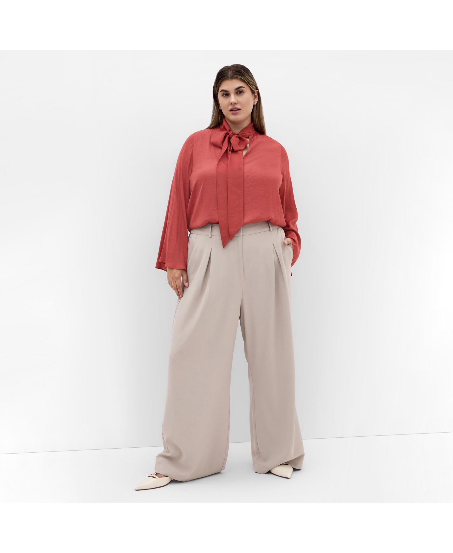 Женский топ CITY CHIC Plus Size Mahalia Neck Tie, цвет: Глубокий розовый — фото 3