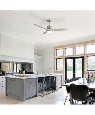 56-inch Modern Golden 3 Solid Wood Blade Tri Color Dimming Ceiling Fan