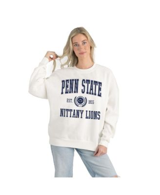Gameday Couture - Women's White Penn State Nittany Lions Premium Fleece Drop Shoulder Oversized Pullover Sweatshirt