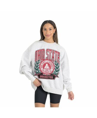 Gameday Couture - Women's Gray Ohio State Buckeyes Premium Fleece Drop Shoulder Oversized Pullover Sweatshirt