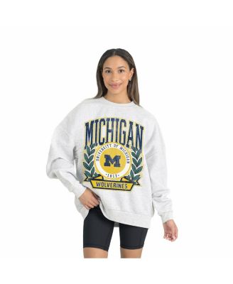 Gameday Couture - Women's Gray Michigan Wolverines Premium Fleece Drop Shoulder Oversized Pullover Sweatshirt