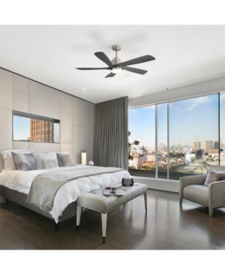 52-inch Modern Stylish Sand Nickel 5-Blade Ceiling Fan with Remote Control and Light Source