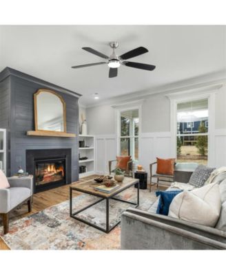 52 Inch 5 Blade Ceiling Fan with Three Color Dimmable LED Light, 6 Speed Remote Control, and Timer Function