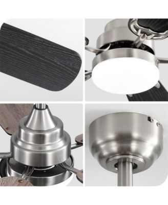 52 Inch 5 Blade Ceiling Fan with Three Color Dimmable LED Light, 6 Speed Remote Control, and Timer Function