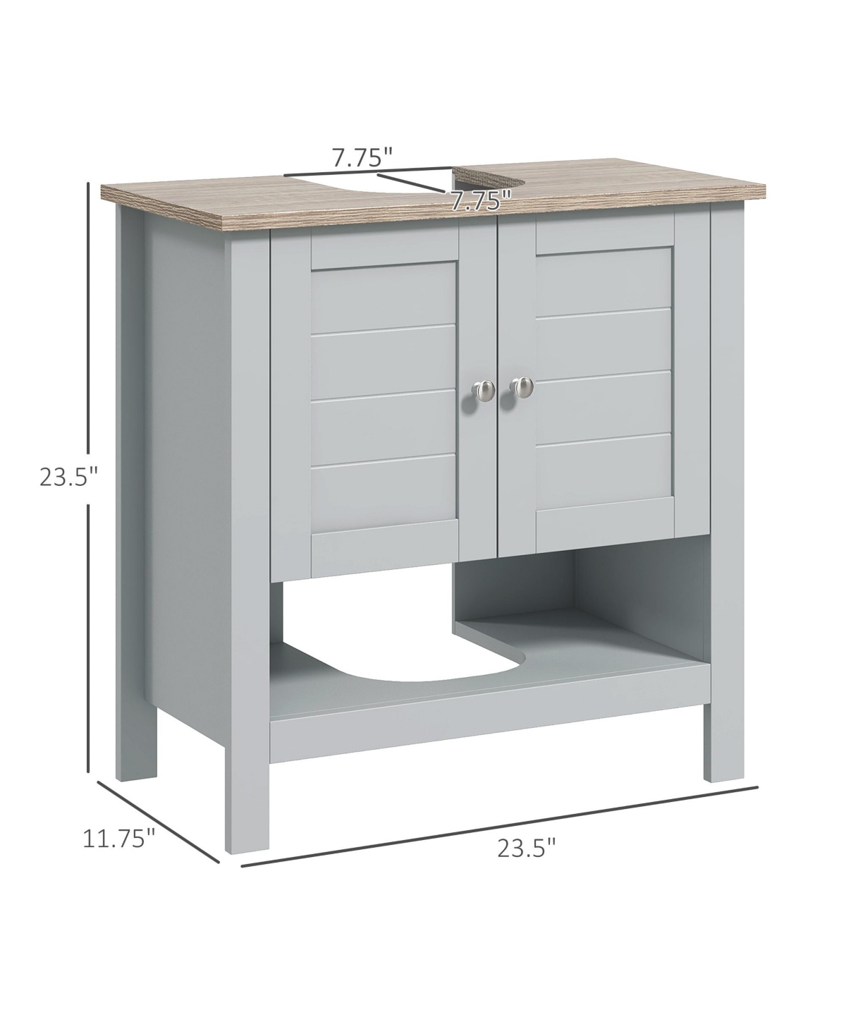Airsurfer Bathroom Storage Cabinet Under Sink Cabinet Bathroom Vanity Cabinet with Adjustable Shelf and Open Bottom Shelf Gray