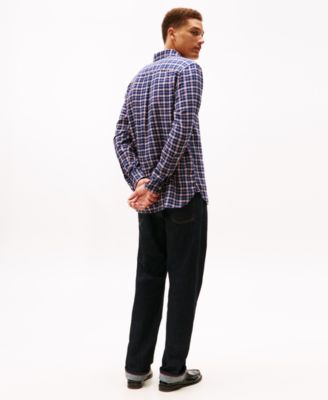 Men's Brushed Linen-Blend Medium Check Shirt