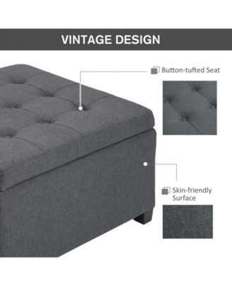 Fabric Tufted Storage Ottoman with Flip Top for Living Room Bedroom