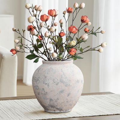 10.7" Mottled Gray Cement Globe Vase, Round Decorative Accent for Home Decor